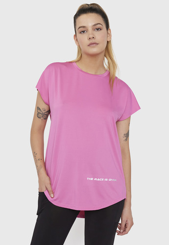 Polera Mujer Deportivo Amplia Rosado Melange Corona