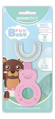 Escova De Dente Infantil Formato De U 360º Fun Baby Rosa
