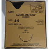 Hilo Catgut American Sutura Crómico Calibre 4-0 Color Ocre