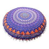 Mandala India Redondo Bohemio Cojín Cojín Funda #04