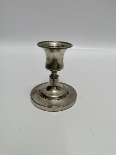 Candelabro Mesa Antiguo 1 Vela Antimonio Baño Plata