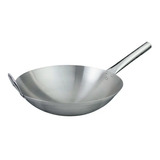 Sarten Wok Con Mango Antiderrapante De Acero Inoxidable 34cm