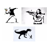 Set De 3 Plantillas Stencil Banksy Mona Lisa Love Dinosaurio