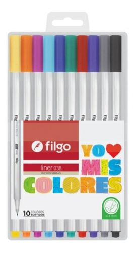 Microfibra Filgo Liner 038 X 10 Colores Surtidos