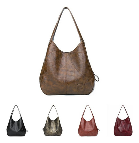 Bolso Vintage De Cuero Para Mujer, Bolsa De Gran Capacidad