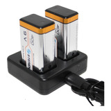 Cargador Inteligente Con 2 Pilas Li-ion De 9v 400mah Bateria