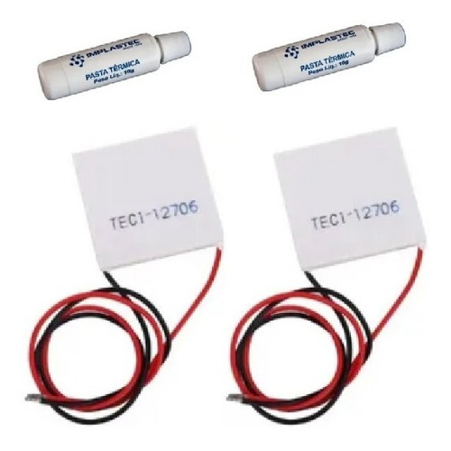 Kit 2 Pastilha Termoelétrica Tec1-12706 +2 Pasta Termica 10g