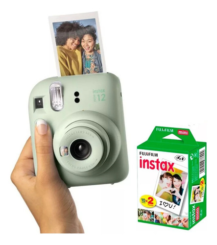 Câmera Instantânea Fujifilm Instax Mini 12 Cor Verde Com 20 