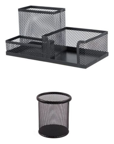 Kit Porta Caneta + Porta Treco Organizador Mesa Escritório 