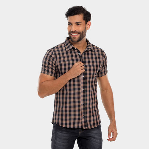 Camisa Masculina Social E Casual Botão Manga Curta Bamborra