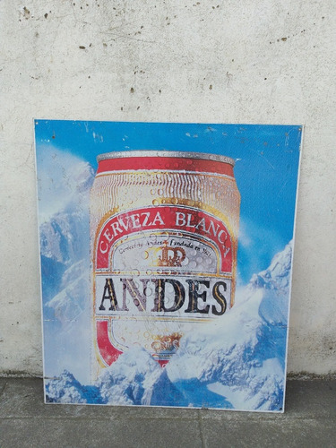 Antiguo Cartel De Cerveza Andes De Chapa No Enlozado  