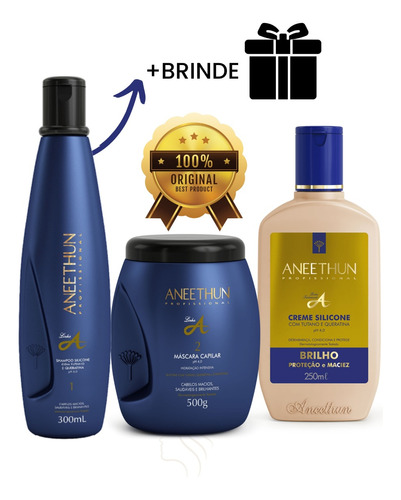 Creme De Pentear, Shampoo + Máscara Aneethun Linha A