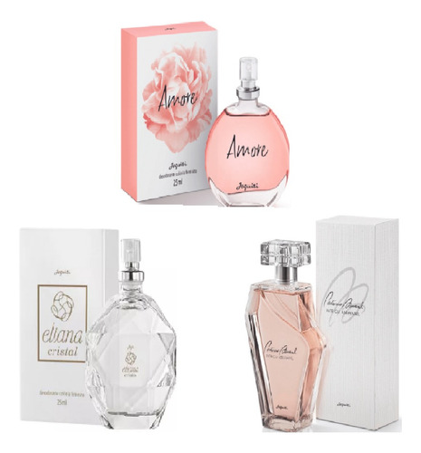 Kit Jequiti Colônia Feminina Amore + Colônia Masculina Eliana Cristal + Colônia Feminina Patrícia Abravanel