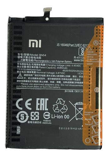 Flex Carga Bateria Bn54 Xiaomi Redmi Note 9 Redmi 10x +nf +g