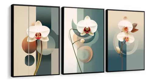 Quadro Decorativo Flor Orquídea Abstrato Luxo Com Moldura