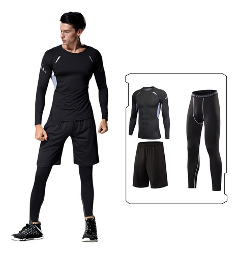 Conjunto Deportivo De Tres Piezas Para Hombre Secado Rápido