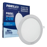 Painel Led Redondo Branco Frio 24w Sobrepor Fortled 110v/220v