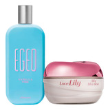 Combo Egeo Vanilla Vibe Colônia 90ml + Hidratante Acetinado Lily Love 250g Kit Presente O Boticário Fragrância Exclusiva Feminina 
