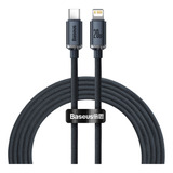 Cable Baseus Usb C / Lightning Carga Rápida 2 Metros Color Negro