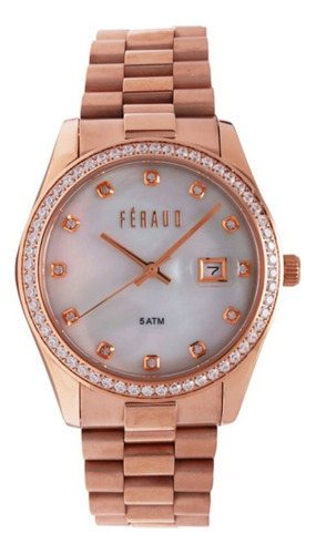 Reloj Feraud Mujer Acero Piedras Todo Dorado Fecha Lf20036ld