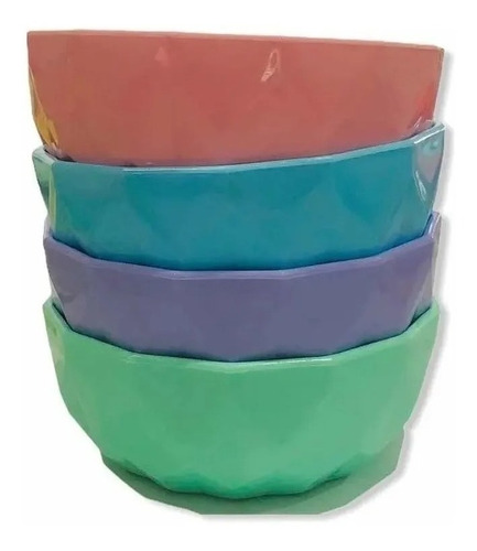 Bowl Comportera Plastico Color Pastel Recipiente Gde Pack X4