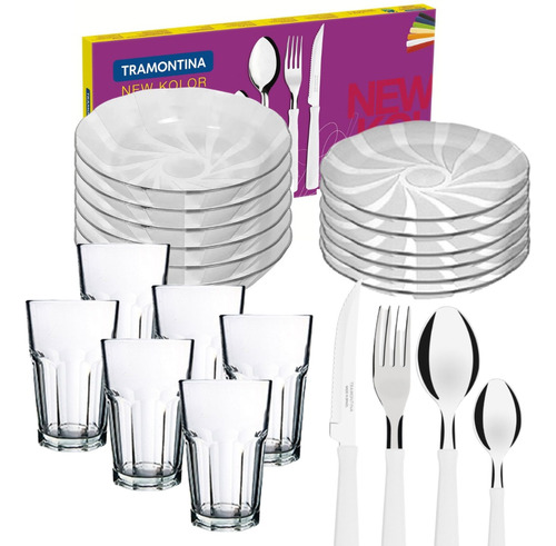 Set Juego Vajilla Platos Vasos 42pz Tramontina Rigolleau