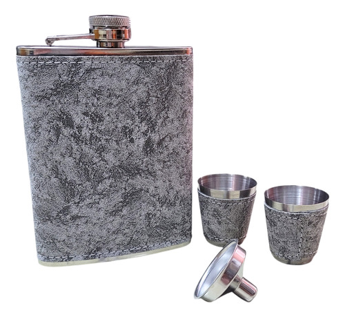 Set Petaca Whisky + Vasos + Embudo Caja Regalo