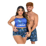 Conjunto Pijama Curto Casal Feminino Masculino Samba Canção