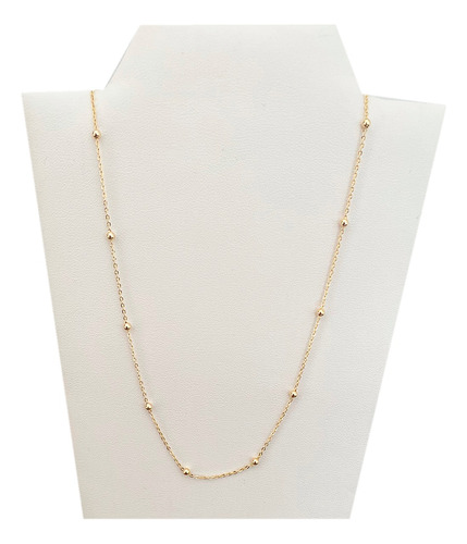 Cadena Chocker Collar Bolitas En Baño De Oro 18k  - 40 Cm