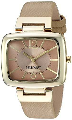 Reloj De Cuarzo Con Correa Dorada Y Beige Nine West Nw