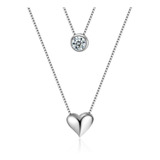 Collar Cadena Plata 925 Para Mujer De Corazón Amor Cristal