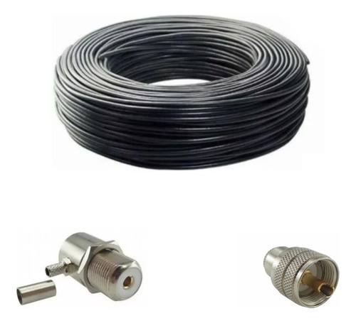 Kit Cabo Coaxial Rg58 95% Rolo De 15 Metros E Conectores