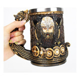 Taza Tarro Vikingo Drakkar Thor Odin Hacha Espada Barco Viki