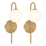 Kit 2 Arandela Parede Globo Vidro Dourado Retro Vintage 34cm 110v/220v