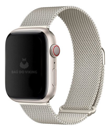 Pulseira Magnética Aço Milanês Compatível Com Apple Watch Cor Estelar Largura 40 Mm