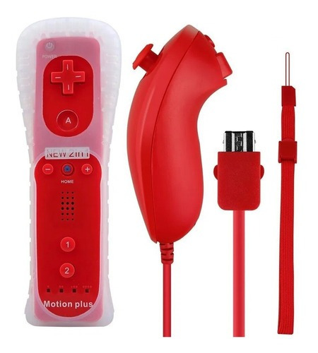Controle Wii Remote Plus + Nunchuk Compatível Nintendo Wii/u Cor Vermelho