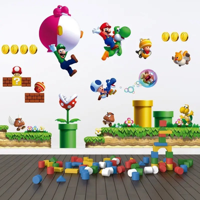 Vinilo Decorativo Set Mario Bros 3d 26 Sticker 1.5m X 1.2m Color Multicolor