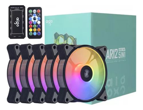 Fan Cooler Gamer Aigo Ar12 Rgb 5 Fan 120mm Com Controladora