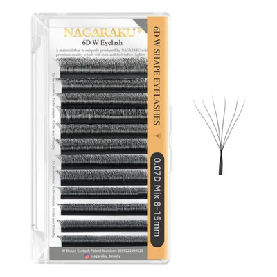 Extensiónes De Pestañas Nagaraku W Shape 6d Mix 8-15mm Color Negro Espesor 0.07 mm Largo 1 mm | MercadoLibre