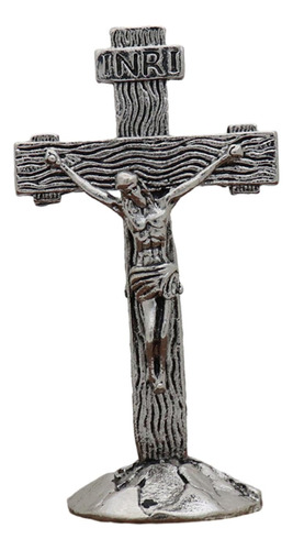 Crucifijo Cruzado De Escritorio, Cruz De Pie, Adorno Plata