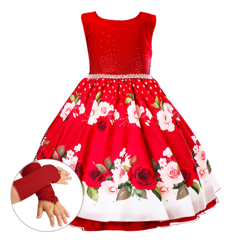 Vestido Infantil Estampado Floral Juvenil Festa Balada 4/16