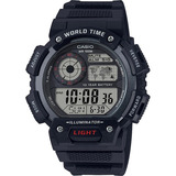 Reloj Casio Hombre Ae 1400wh Digital Mapa Mundi100% Original Color De La Correa Negro