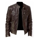 Chaqueta De Cuero For Hombre Con Cremallera Biker [s]