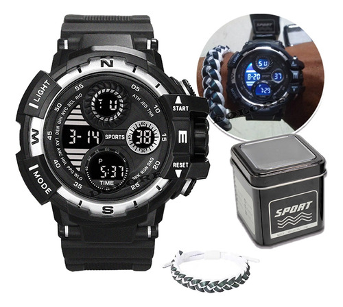 Reloj Pulsera Deportivo Impermeable Caja Regalo Hombre Set