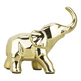 Enfeite Cerâmica Elefante Dourado 15cm