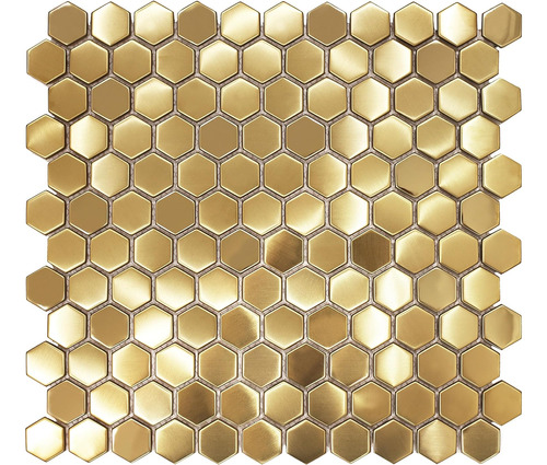 Azulejos Hexagonales Dorados Para Salpicaduras De Metal, Azu