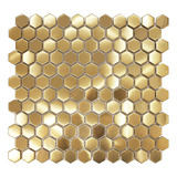 Azulejos Hexagonales Dorados Para Salpicaduras De Metal, Azu