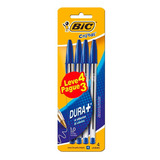 Caneta Bic Azul Esferográfica Clássica Cartela C/4 Canetas Exterior Transparente