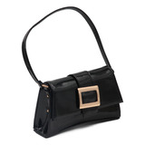 Bolsa Mujer Negro Charol Hombro Crossbody Mediana Premium Acabado De Los Herrajes Oro Diseño De La Tela Lisa