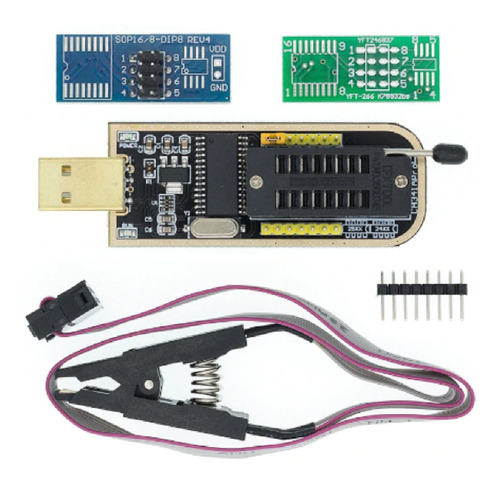 Adaptador Usb Gravador Programador Eprom Bios + Pinça Jacaré